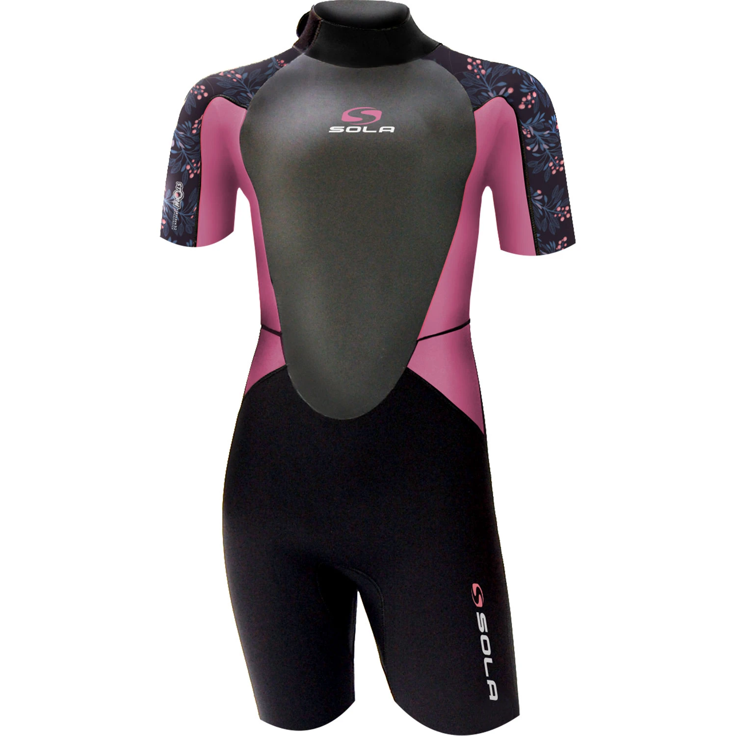 Sola Girls Storm 3/2mm Shorty Wetsuit - Pink Berry 1 Sola Girls Storm 3/2mm Shorty Wetsuit - Pink Berry